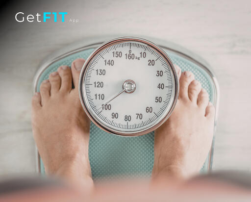 Weight Loss on GetFIT App weight checking on scale
